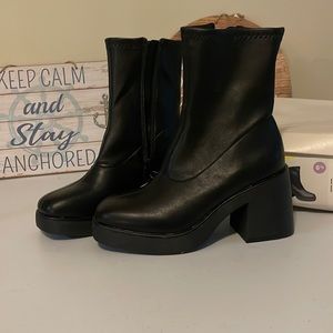 Black platform boots